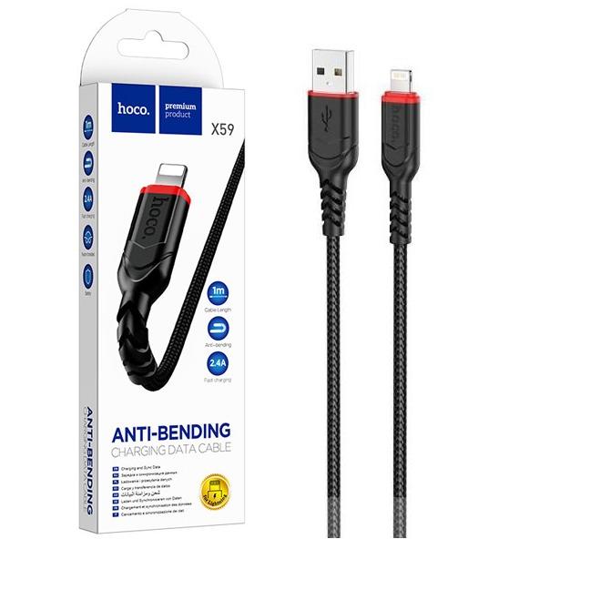 Cáp sạc Iphone bọc vải 1m chính hãng Hoco X59 Phụ Kiện Sạc Điện Thoại