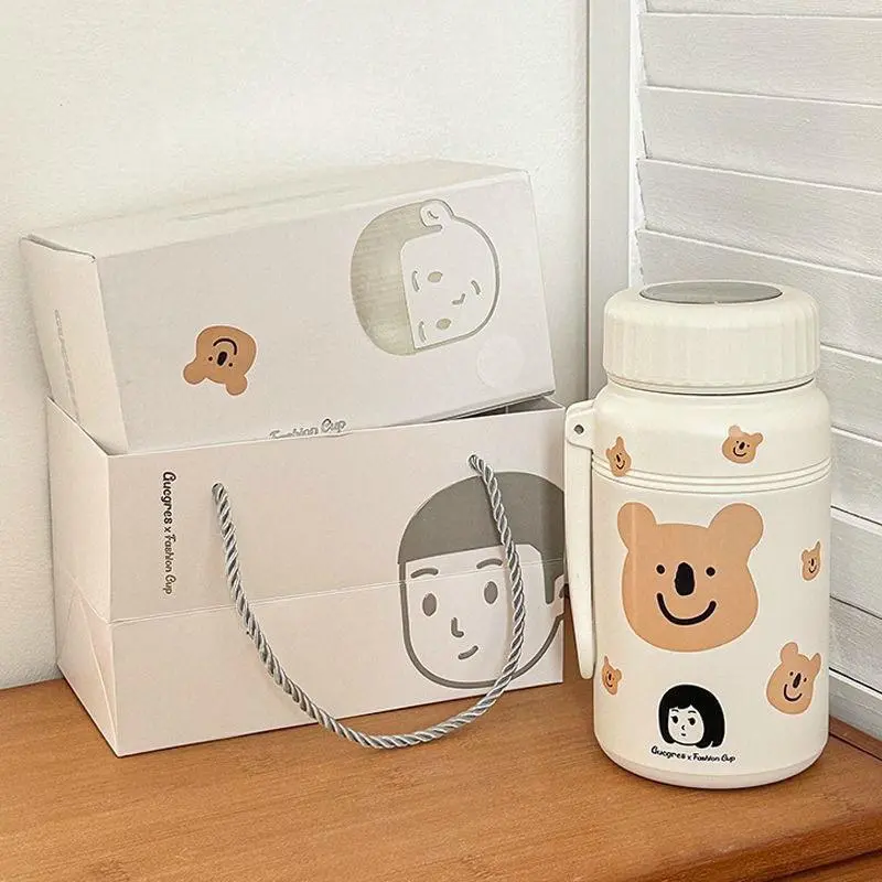 Bình giữ nhiệt 1000ml bằng thép không gỉ 316 kiểu cách đơn giản đáng yêu tặng kèm túi trong +cọ rửa bình cốc  giữ 5