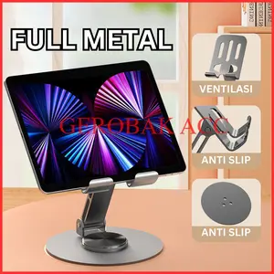 Stand Phone Holder HP Tablet Putar 360 K72 Rotasi HP Tablet Ipad Rotation Full Metal Alluminium Alloy Besi GEROBAK ACC  Smartphone