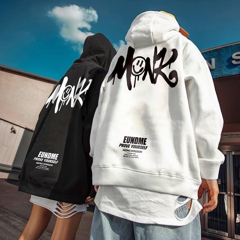 hoodie cowok jepang distro hitam fleece keren jumbo bigsize S M L XL Hitam Nyaman Panjang Tebal Kaos Tangan Sweater Pria Sablon 0