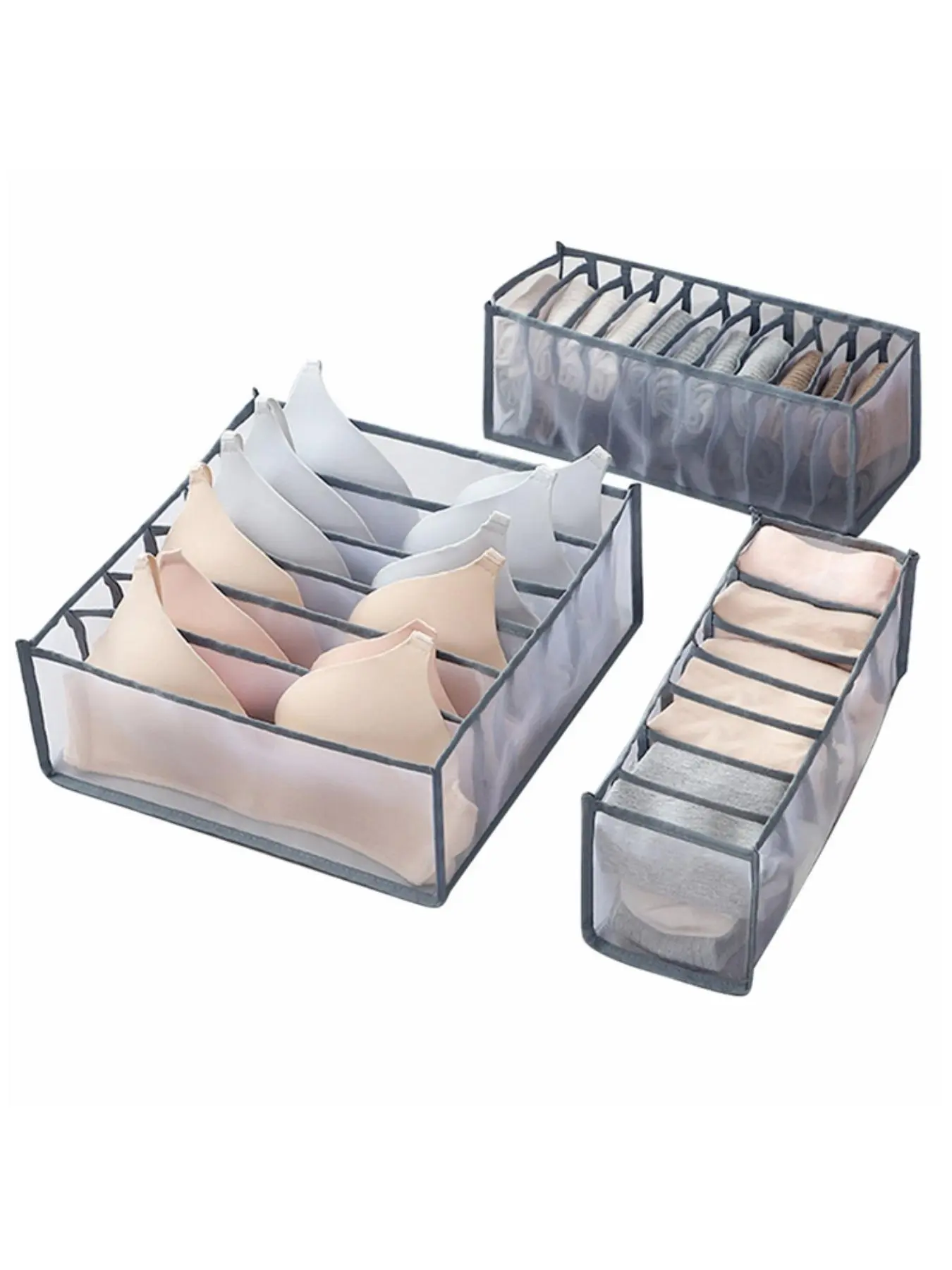 Underwear Organizer, 3pcs Travel Storage Bag, Foldable Underwear Storage Box, Drawer Closet Storage Divider Bag