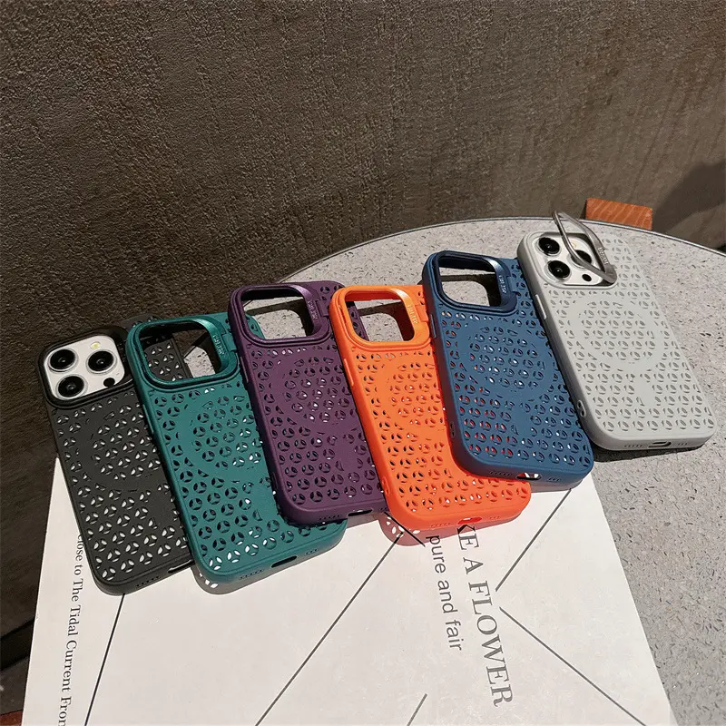 Ốp Điện Thoại Làm Mát Từ Tính, Thiết Kế Sang Trọng, Tương Thích Với iPhone 11, 12, 13, 14, 15 Pro Max Plus, Thoáng Khí, Có Sạc Không Dây, Chống Sốc, Có Giá Đỡ Ống Kính, Phụ Kiện Ốp Lưng 5