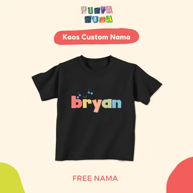 Baju Kaos Custom Nama Rainbow Name Untuk Bayi, Anak,, Dewasa, Big Size Combed Cotton 0