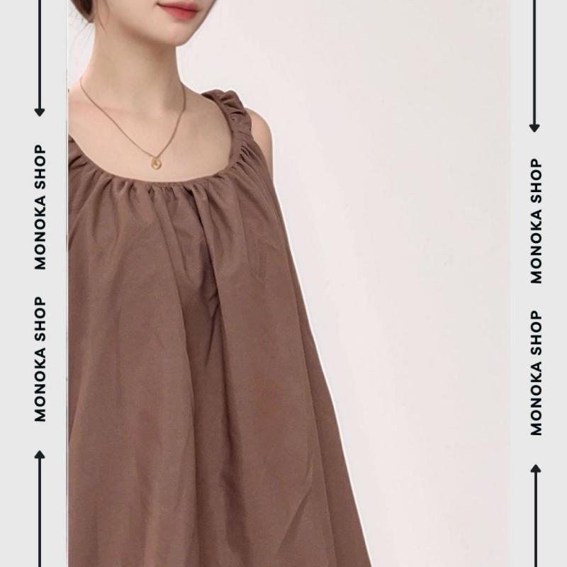 Product Introduction of ( Ảnh thật) Váy 2 dây babydoll dáng bí phồng 2 lớp cổ vuông  Đầm bầu áo dáng rộng cute dễ thương chubby T219G MONOKA 37