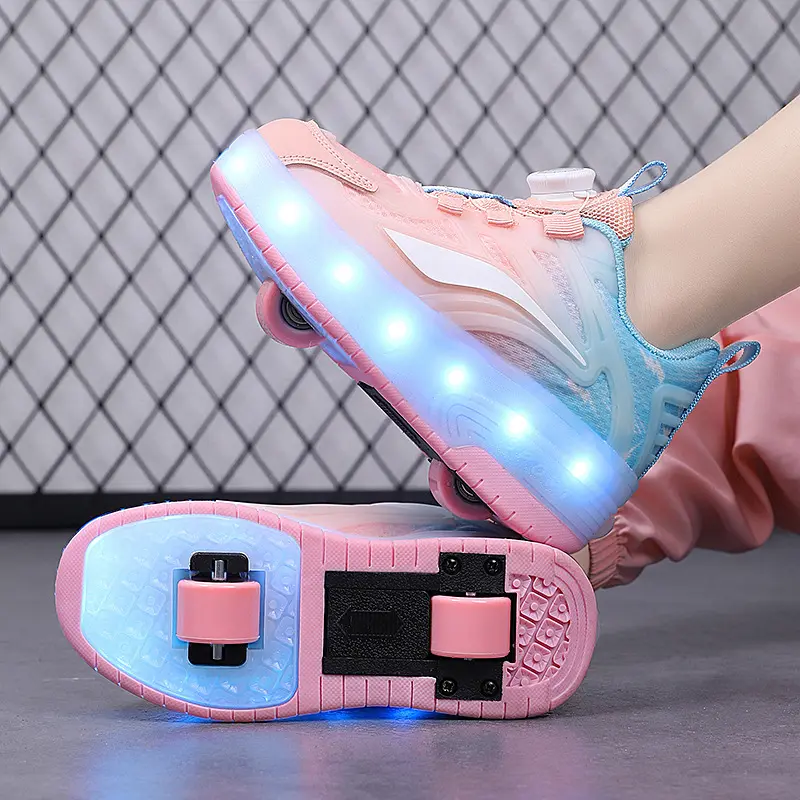 Heelys Boys' New Summer Children's Two-Wheel Pulley Sneaker Rechargeable Student Version Skates Walking Shoes Female