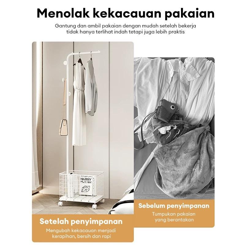 Stand Hanger Gantungan Baju Besi Berdri dan Tas Topi Minimalis Multifungsi Alas Marmer