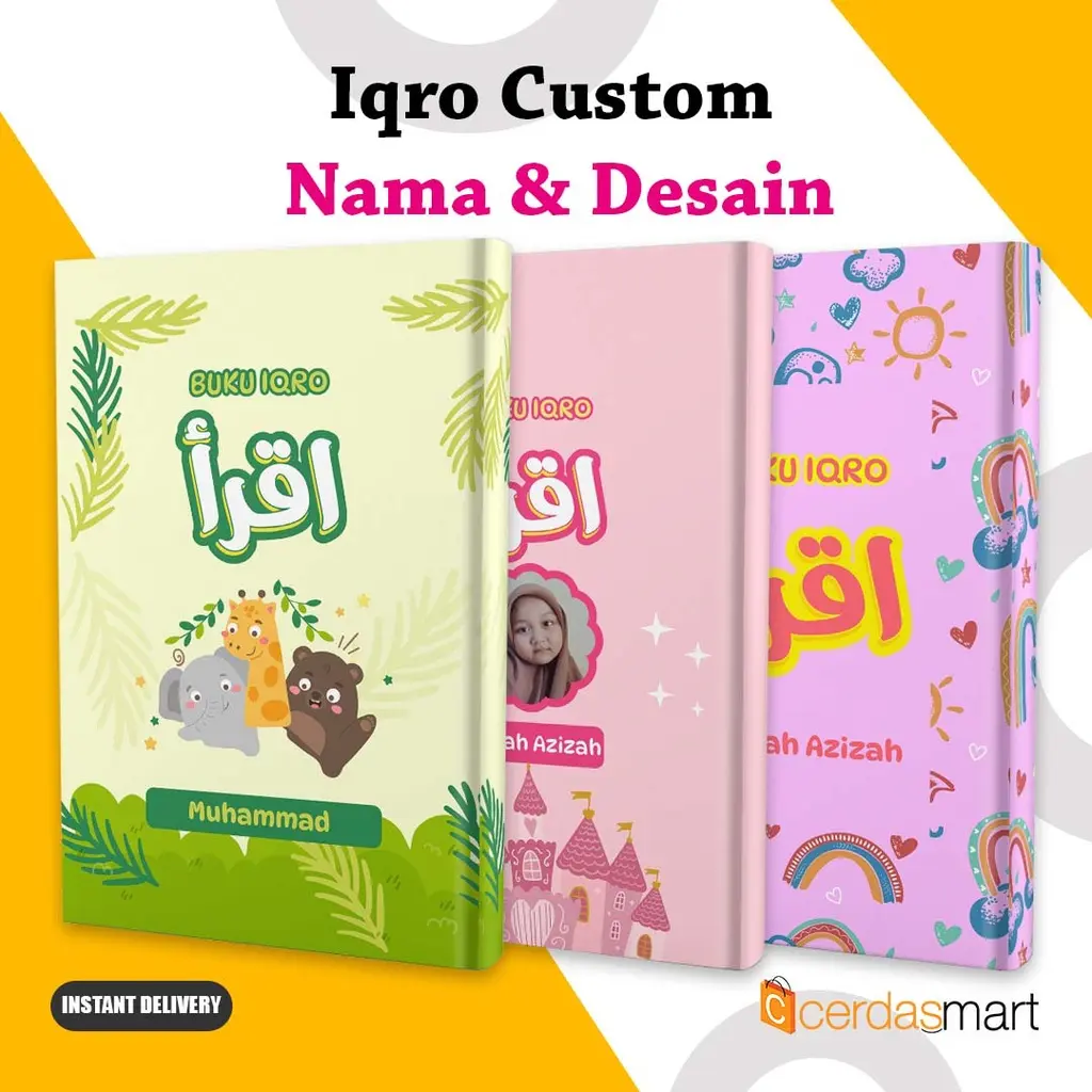 Iqro Custom Tulis Nama Desain Cover Iqro Warna Custom Hard Cover Dan Soft Cover Hardcover Putih iqro  1 sampai 6