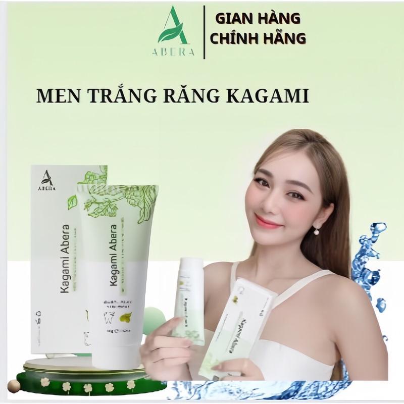 Men Trắng Răng Cà Phê Xanh Kagami Abera 110g - Loại bỏ ngay mọi vết ố vàng, mảng bám, cao răng hiệu quả
