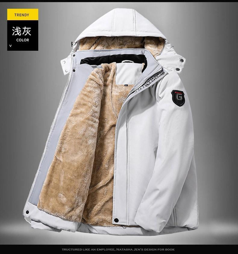 Product Introduction of Warwolf Natural Color Berber Fleece Cotton Coat Men's Winter Coat Fashion Brand Fleece-lined Thickened Casual Hooded down Jacket Men's Women 35