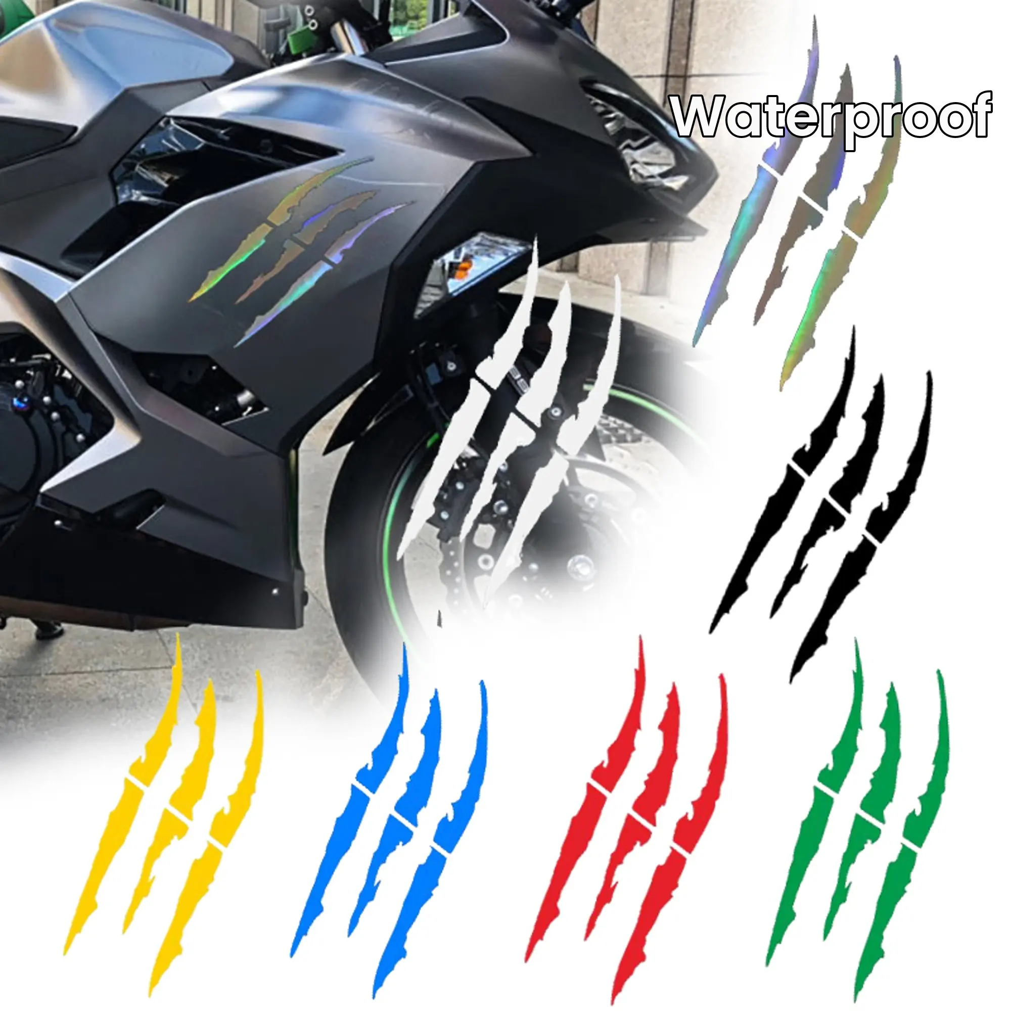 Motorcycle Car Sticker Universal Monster Claw Scratched Stripe Decal ...