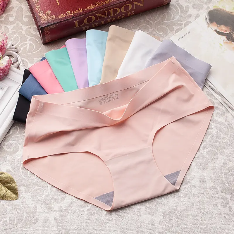 One piece ultra-thin trackless ice silk underwear for women, mid waist plus size color triangle top 840 810 ultra-thin crossover