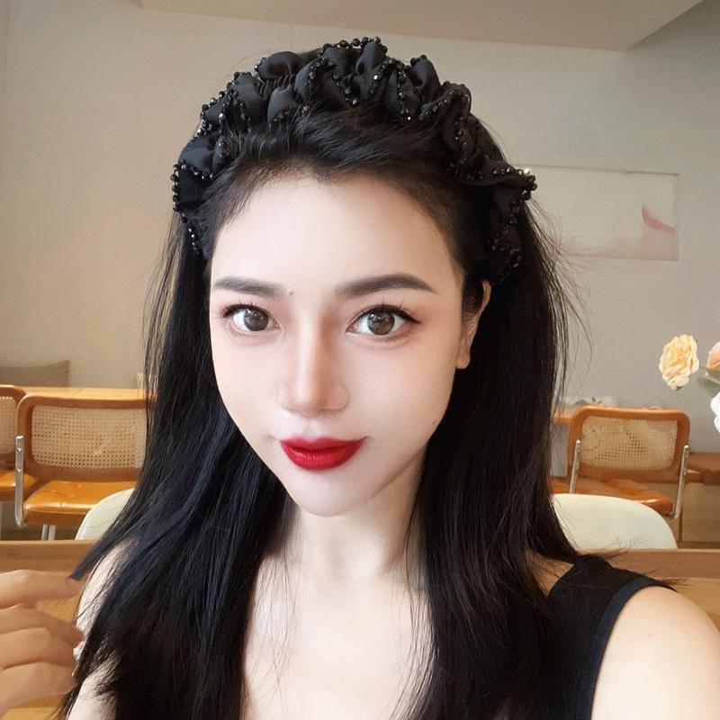 Băng Đô Viền Dây Chuyền Xếp Ly Phụ Kiện Tóc Kim Cương Giả Kiểu Pháp Băng Đô Sang Trọng Giá Cả Phải Chăng Cao Cấp Đầu Trên Của Đầu