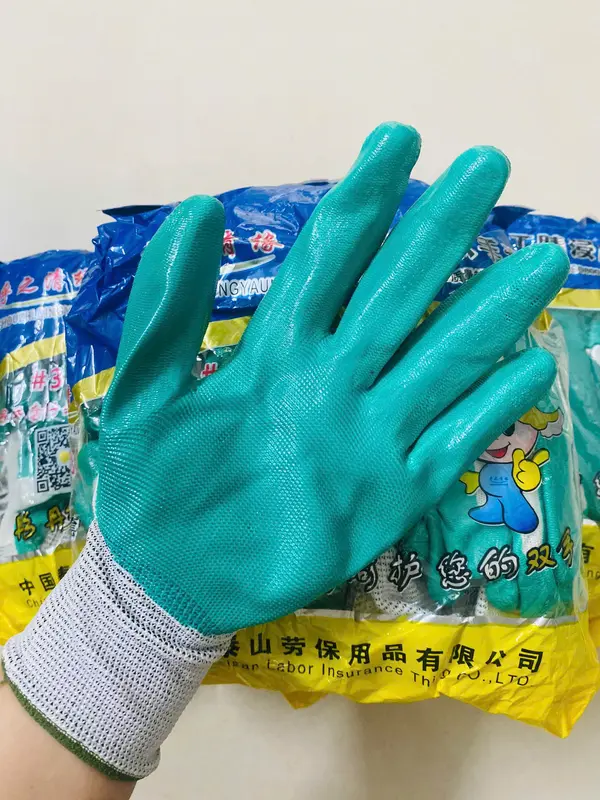 TÚI 12 ĐÔI GĂNG TAY PHỦ CAO SU MÃ 388 MÀU XANH LÁ -GĂNG TAY BẢO HỘ LAO ĐỘNG, GĂNG TAY PHỦ SƠN, GĂNG TAY TRÁNG SƠN XANH LÁ 6