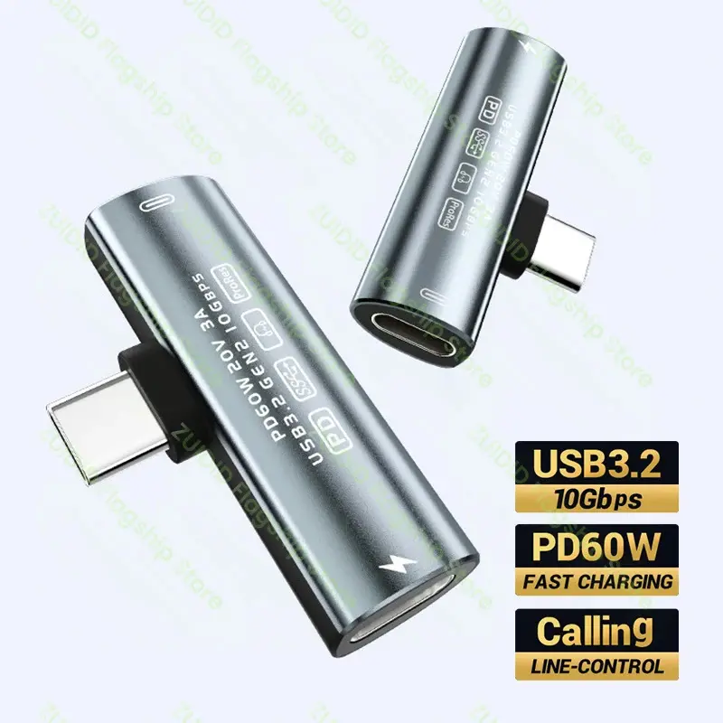 2in1 USB C to 3.5mm/Type C To Audio Adapter USB3.2 10Gbps PD60W Fast Charding to the Headphone Converter For iPhone 15 Pro Samsung