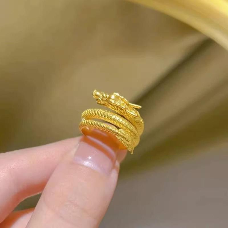 Dragon-Shaped Coiled Dragon Ring Exquisite Gift -Plated Adjustable Dragon Ring Women Jewelry Swinging Tail Dragon Ring for Gift For Women Gift For 5