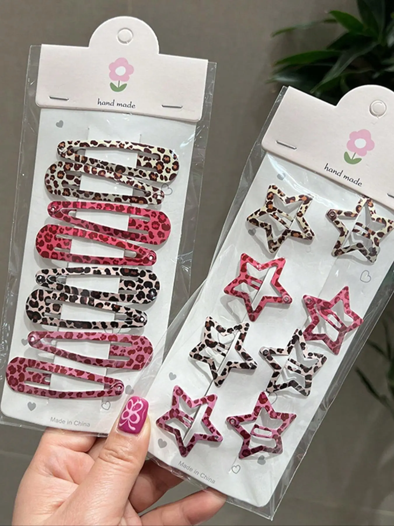 Leopard Print Star & Water Drop Shaped Hair Clips, Punk Style Hair Accessories for Women & Girls, Trendy All-match & Exquisite Hair Clip for Daily & Party Decor, Hairstyles for School
