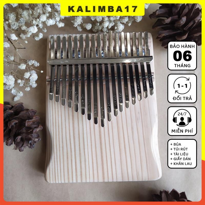 Đàn cho bé chơi kalimba 17 phím gỗ thông Mỹ cao cấp, Đồ chơi nhạc cụ đàn piano ngón tay cái nguyên khối gỗ