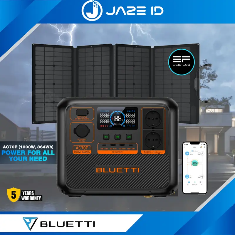 Bluetti AC70P Portable Power Station 1000W Power Bank Besar Powerbank UPS Camping RV 0