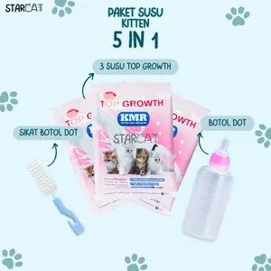 SC Top Growth Paket Susu 5in1 4in1 Anak Kucing Kitten Bayi Baru Lahir Kumil Botol Dot Pengganti ASI