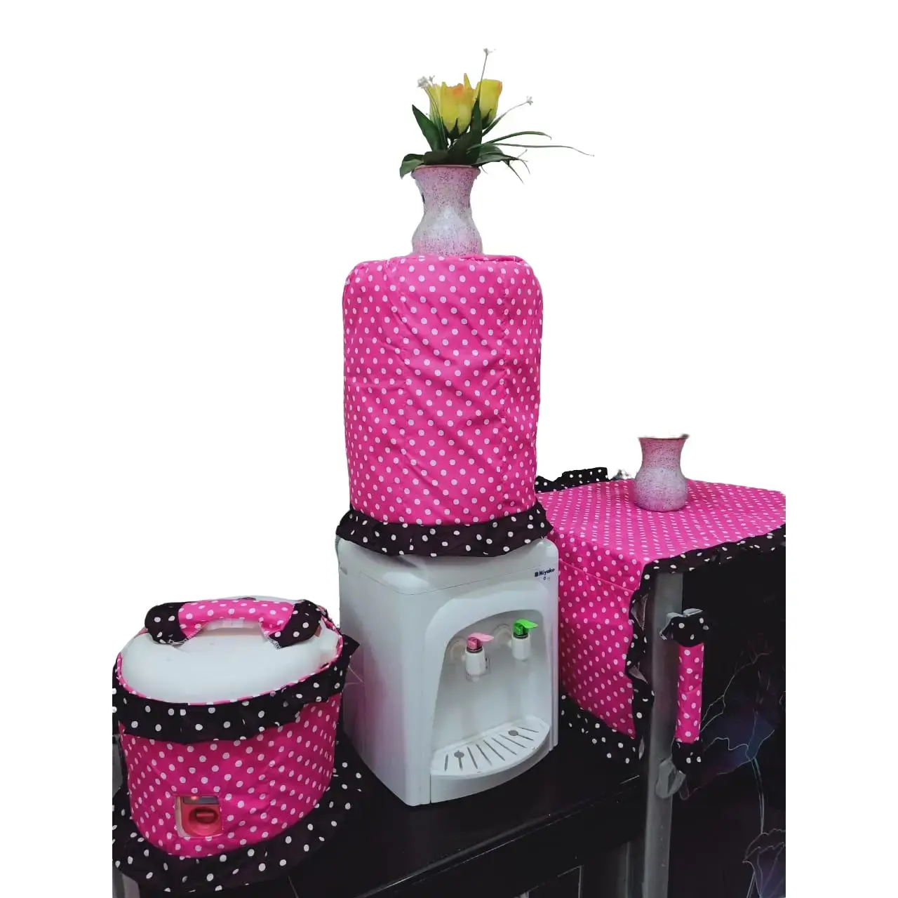 1set cover tutup galon,talpak kulkas,cover magic com set GKM 3 in 1 pink
