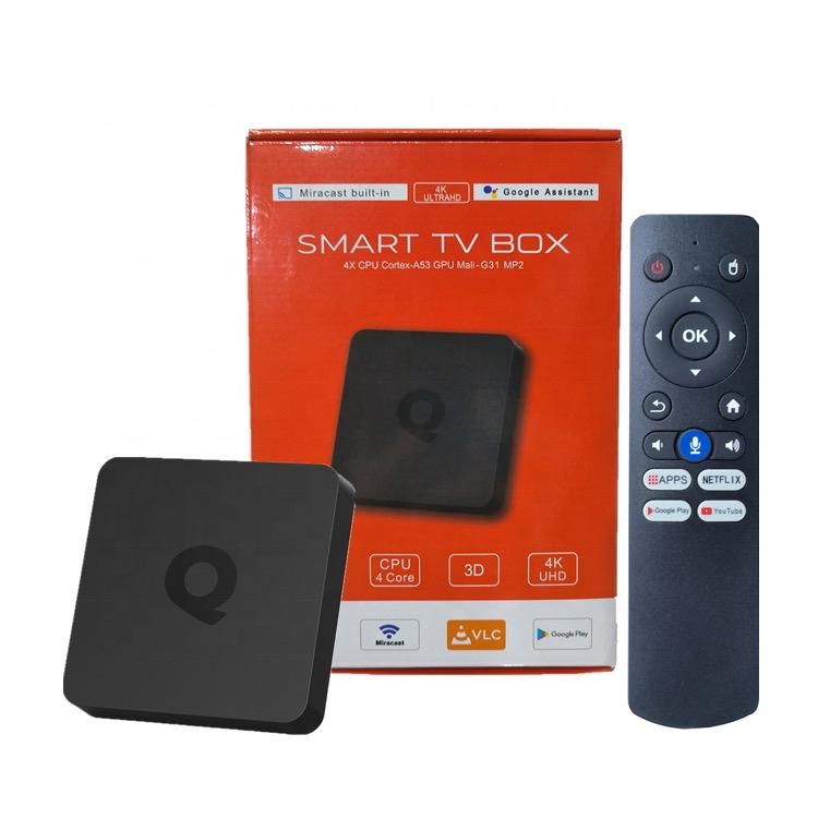 Android TV Box Q1 2025 Android TV 10. điều khiển giọng nói blutooth Ram 2g Điều Khiển Tivi play box