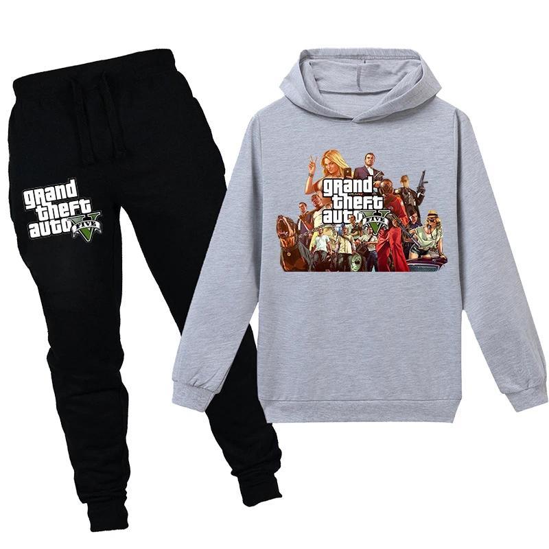 Product Introduction of Grand Theft Auto V GTA 5 Kids Pullover Clothes Sweatshirts+Pants 2pcs Sets Boys Cartoon Children Toddler Clothing Girls Outfits 11