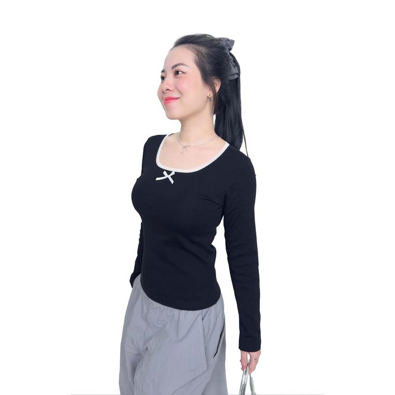 BLANWHI ÁO CỔ VUÔNG TAY DÀI EXTRASOFT | MỀM NHƯ BÔNG GÒN | 95% COTTON 5% SPANDEX