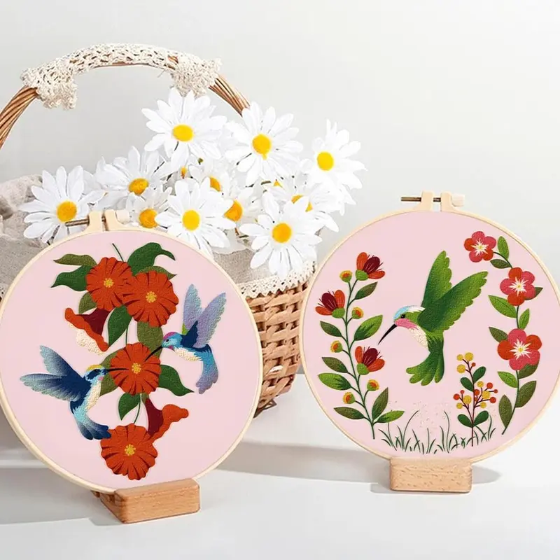 Floral Pattern Cross Stitch Set, 4 Counts Cute Spring DIY Cross Stitch Set for Adult Birthday Gifts [Random Color Embroidery Tools] 3
