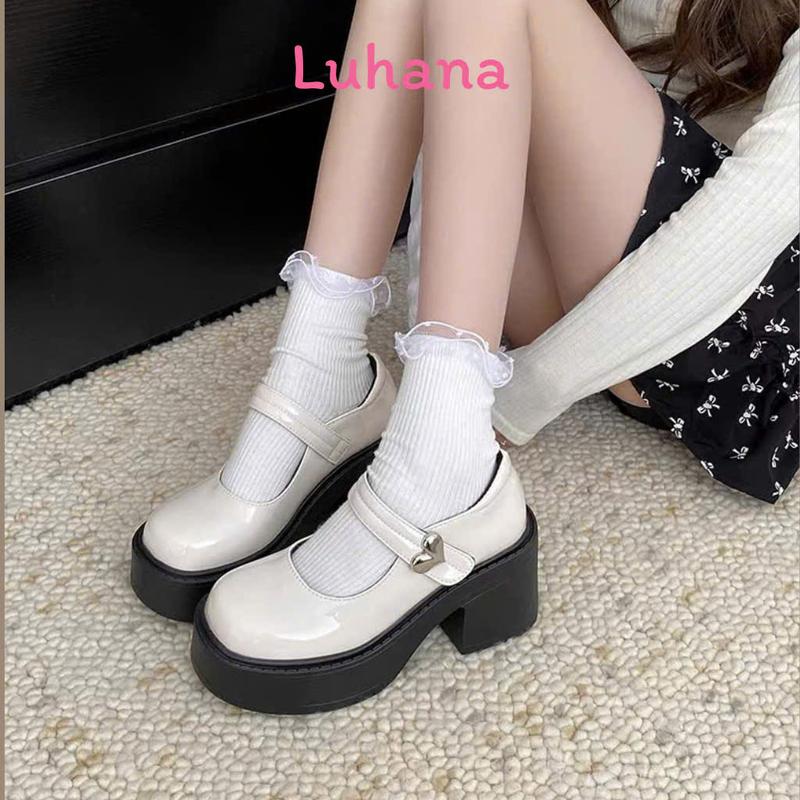 Luhana giày lolita nữ đế cao thời trang phong cách hiện đại mary jane giày cao gót đế đốc đẹp xinh 3