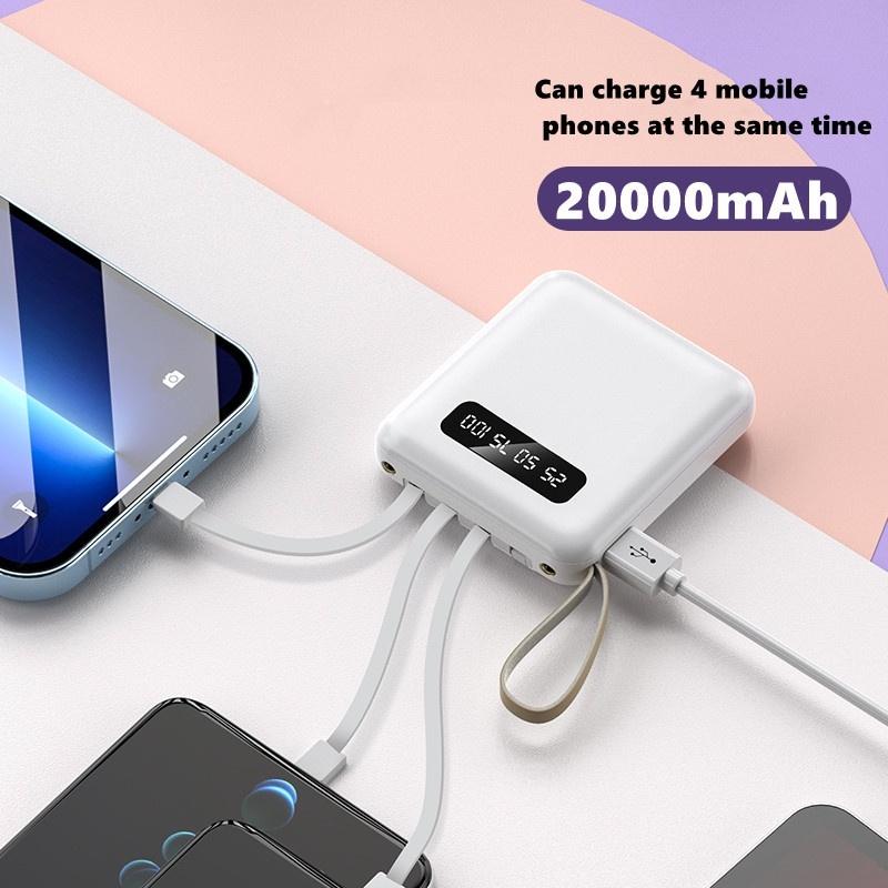 Sạc dự phòng cao cấp, 20000mAh, 4in1 mini, thiết kế sang trọng, pin Có Thể Sạc Lại Tích Hợp, 2 đèn LED hiển thị phần trăm pin, 1 tặng 1 ưu đãi trong 7 ngày, [Thỏa thuận siêu Hot] 3