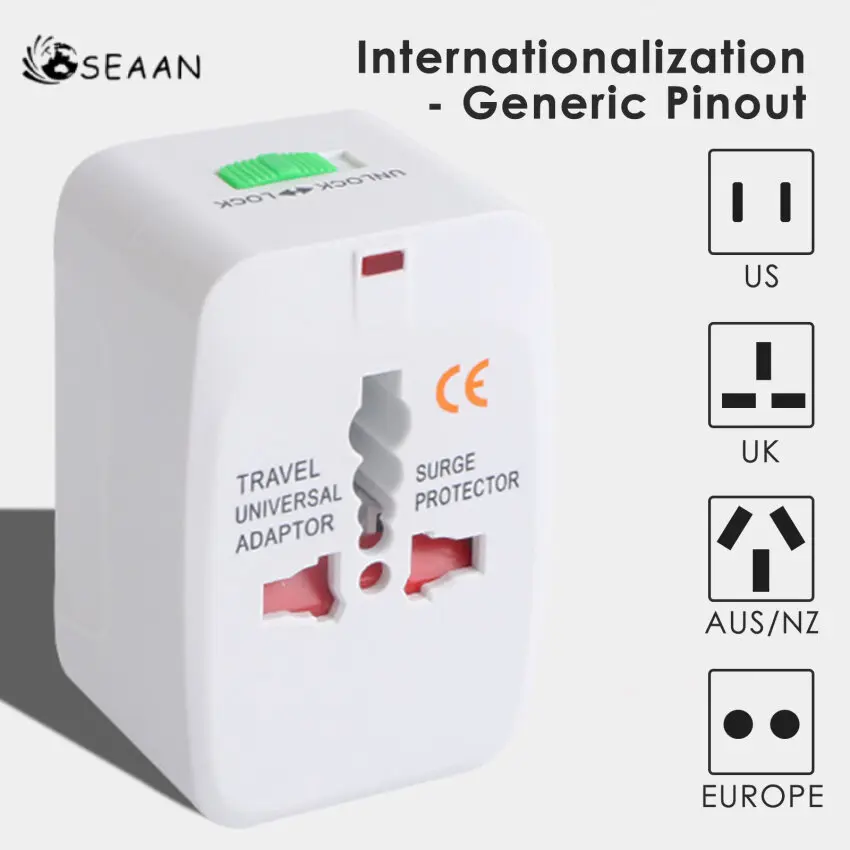 Universal Adaptor All In One AU / UK / US / EU 3A-10 (A) 110-250 (V) Conversion Socket AC Power Plug Charger Adapter Converter (Cannot Convert Voltage)