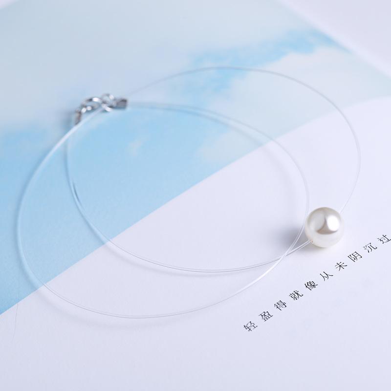 Product Introduction of INZATT 925 Sterling Silver Zircon Crystal Pearl Pendant Choker Necklace Transparent Fishing Line 2020 Fine Jewelry For Women 7