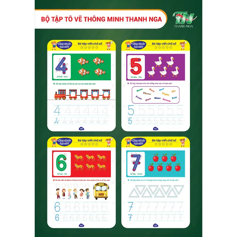 Sách - Bộ tập tô vẽ thông minh xóa được 64 trang kèm bút dạ - Đồ chơi Giáo Dục cho bé từ 1-5 tuổi Thanh Nga 8