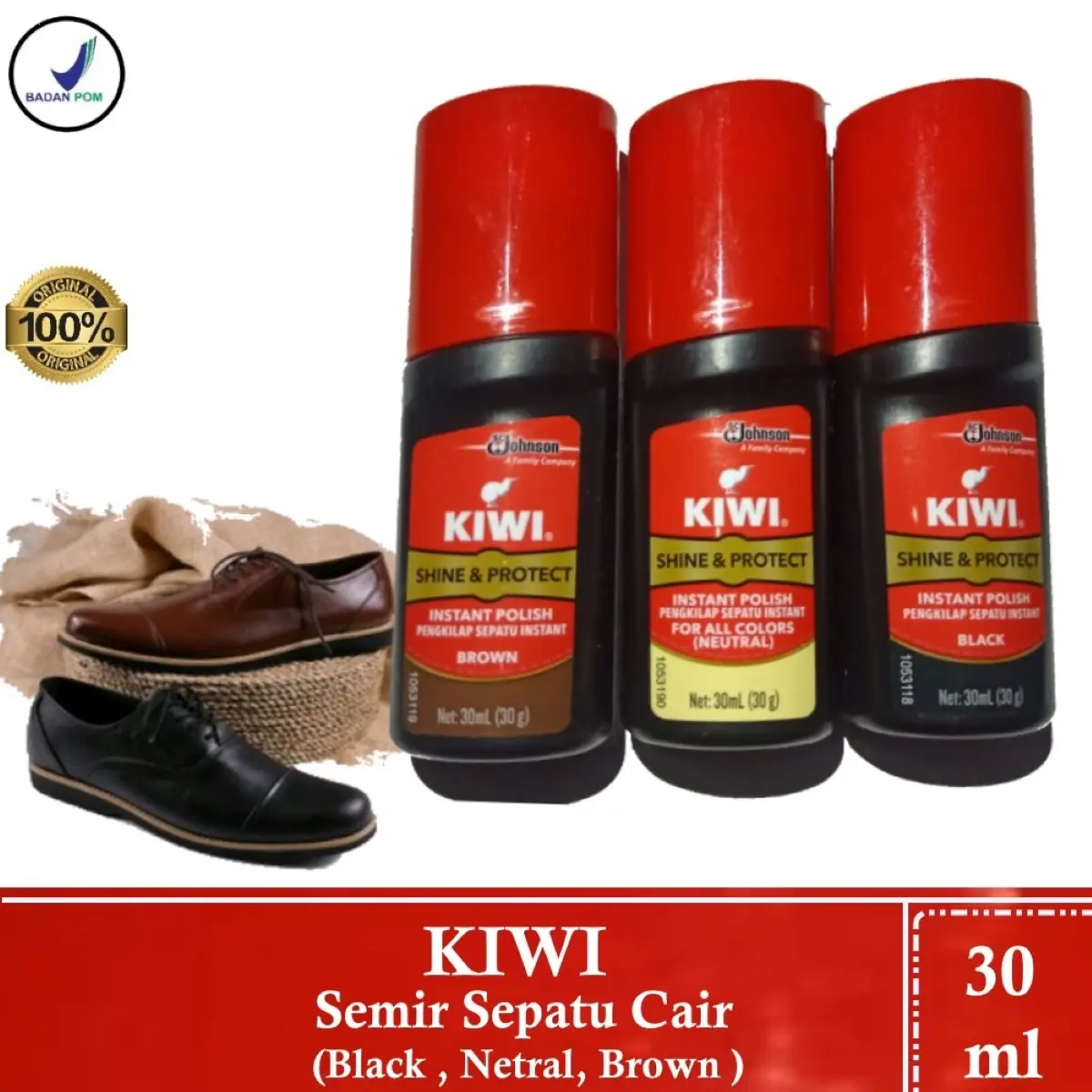 semir sepatu cair 30ml hitam netral brown