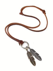 Women's Boho Style Feather Design Pendant Necklace, Trendy Chic Vintage Pendant Necklace, Gorgeous Jewelry As Birthday Gift for Girlfriend