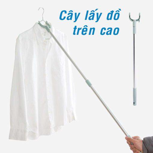 Cây Phơi Quần Áo Rút Gọn Inox 140CM Cây Lấy Đồ Trên Cao Có Thể Kéo Dài Rút Ngắn