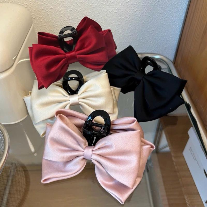 Kẹp tóc nơ lụa bản to tiểu thư dịu dàng 4 màu #554