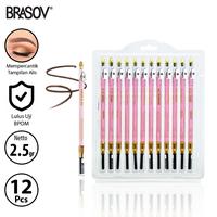 Gambar BRASOV Pensil Alis Type A 3In1 BPOM COMBO 12 Pcs Eyebrow Pencil Dengan Sikat Dan Peraut CMB12-XX-CT - Hitam dari BRASOV Indonesia Kota Administrasi Jakarta Barat 1 Tokopedia
