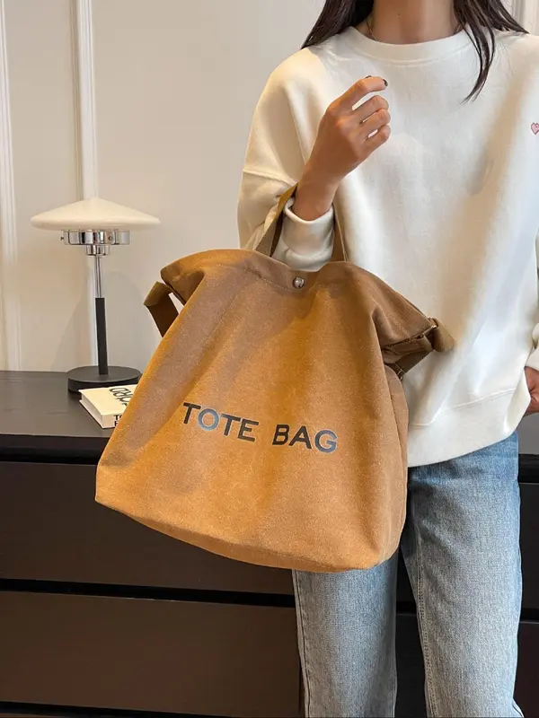 Simple Women's Letter-printed Handbag, Casual Large-capacity Shoulder Bag That Can Be Worn Cross-body, Suitable for Work and School, Fashionable and Versatile Daily Use Bag 1