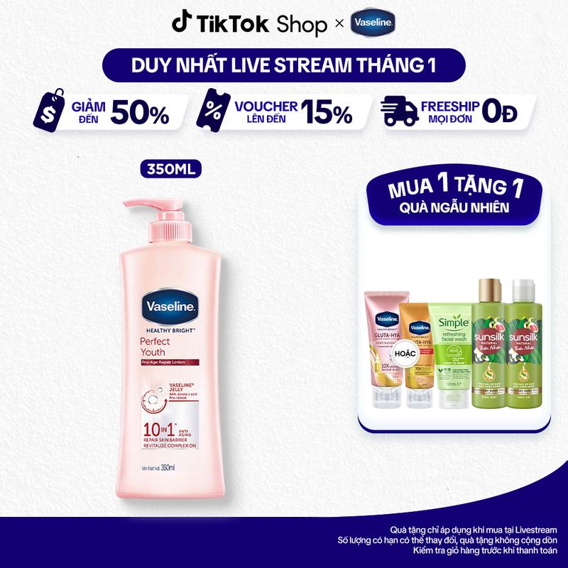   1  Sữa Dưỡng Thể Dưỡng Ẩm Vaseline Perfect Youth Phức Hợp Pro-Retinol Giúp Da Trẻ Hóa & Cải Thiện Nếp Nhăn Nữ 350ML 