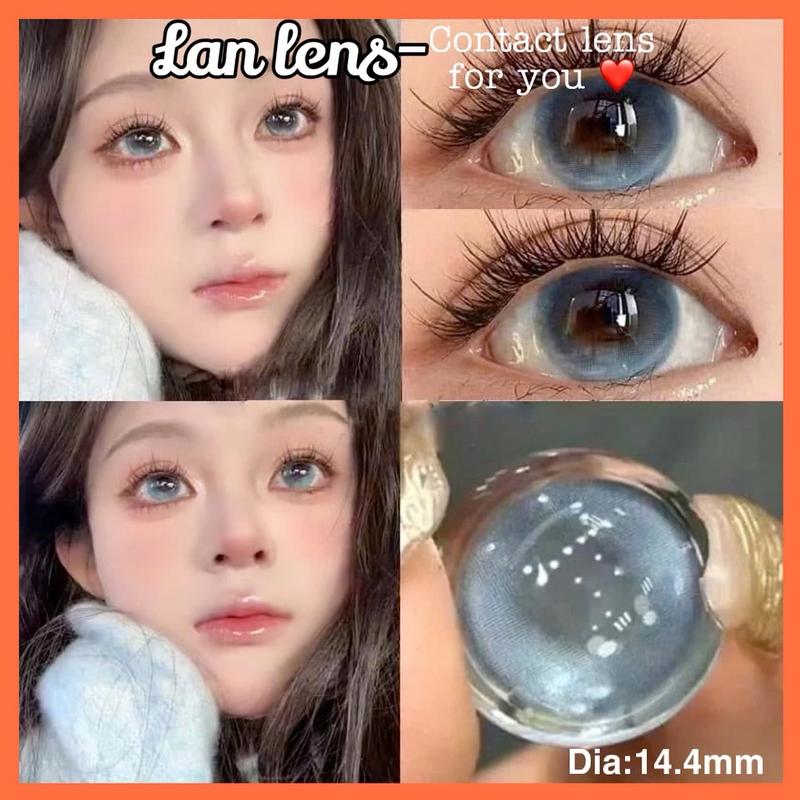  Kính Áp Tròng Lens Blue trong không viền xanh đại dương có cận 0-6 độ giá 1 cặp tặng kèm khay dụng cụ đeo -Lan lens. 