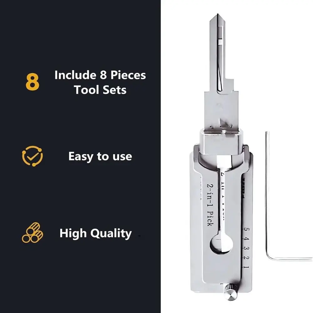 Professional Stainless Steel Key Decode SS001 2-in-1 Lock Decoder Hand Measuring Tool Car Maintenance Tool