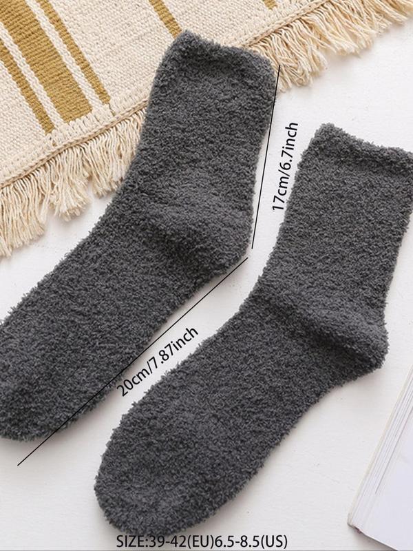 Men's 5 Pairs Fuzzy Crew Socks, Soft Comfy Warm Knit Socks for Fall & Winter, Men's Socks for Daily Wear, Cold Weather Gear, Socks for Men 1
