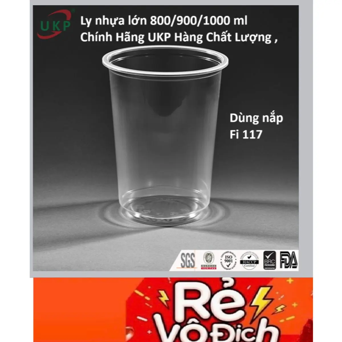 Sỉ 25 Ly Nhựa PP 800lml / 900ml / 1000ml chính hãnġ UKP, Ly Sạch Đạt Tiêu Chuẩn, Ly trà tắc, Ly Khổng Lồ k k