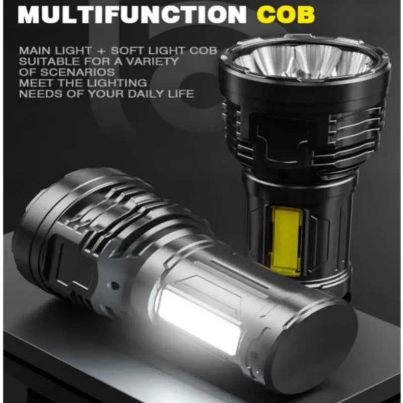 8 LED Flashlight with COB Side Reading Light, Rechargeable Camping Torch, Durable Outdoor Camping Accessories for Gifts, Christmas Gift 5