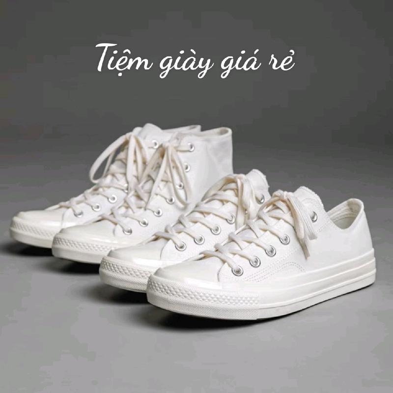 [Full hộp] Giày QCCC giày vải canvas màu Full trắng cho nam nữ size 36-44, phom bé đi tăng + 01 size Sneaker Shoes