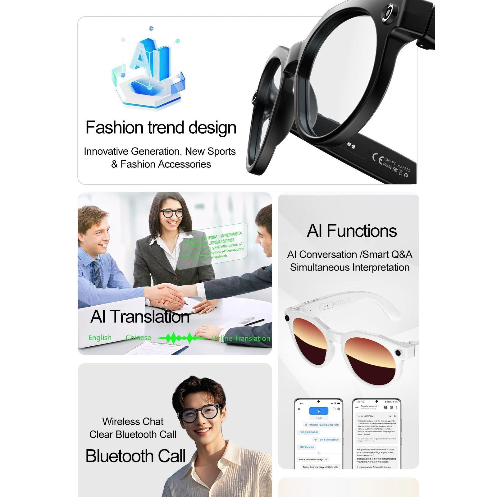 2026 8K AI Smart Glasses With 100MP Camera Chat GPT Touch Sport Sunglasses Bluetooth Call Video Music Player For Men Women - Image 3