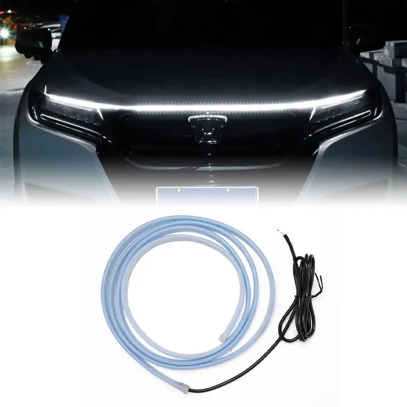 Car Hood Signal Light Universal 12V LED Auto Daytime Running Light DRL White Headlight Strip Flexible Decorative Atmosphere Lamp