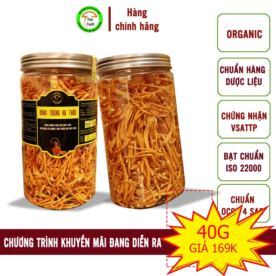 Đông trùng hạ thảo sấy thăng hoa lọ 40g sợi rối(ít gãy), chủng giống Nhật Bản, dược chất cao.