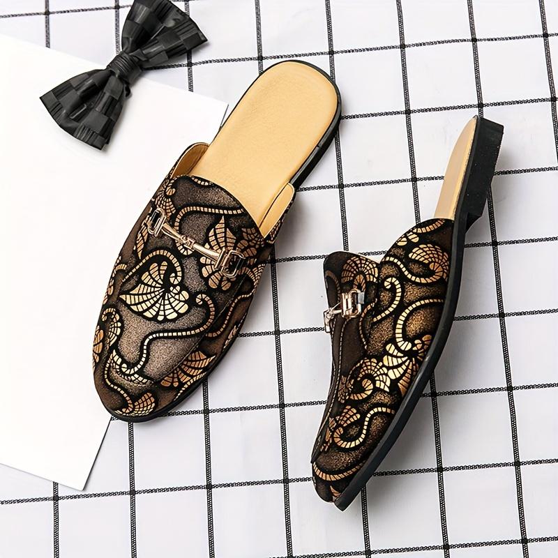 Men'S Casual Outdoor Trendy Slip-On Loafers with Colorful Pattern, Pointed Toe, All-Season, Spring/Summer/Fall/Winter, Daily & Casual, Party, Street Wear, Golden Accents, Faux Upper & Inner, Rubber Sole, Faux Insole 7